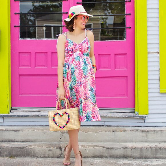 J.Crew Painted Pineapple Print Dress - Picture 2 of 11